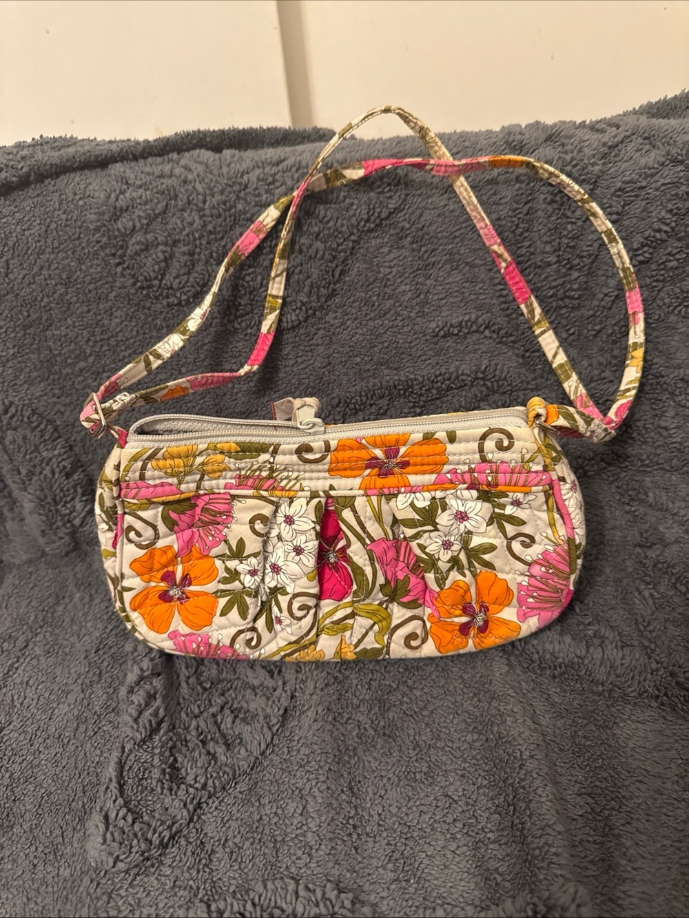 Vera Bradle Floral Quilted Crossbody Bag Shoulder double straps adjustable
